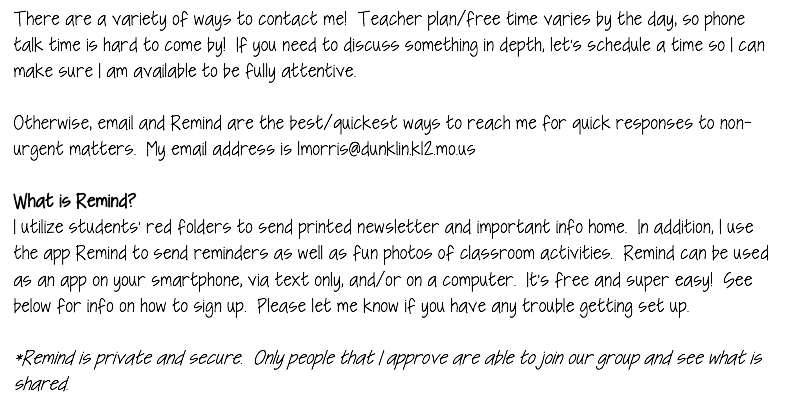 Info about how to contact Mrs. Lauren
